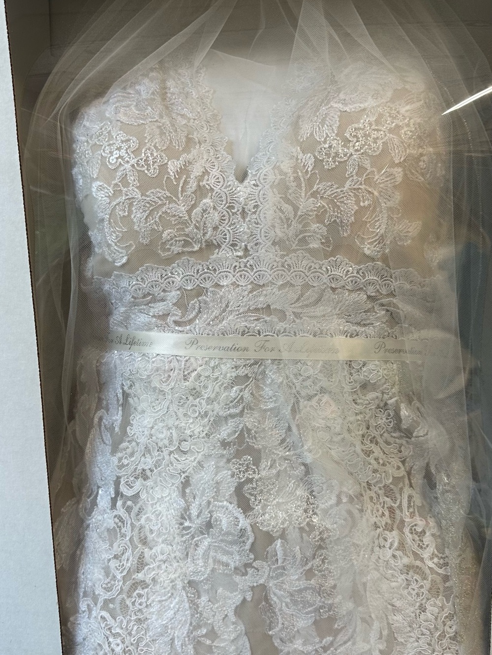 Melissa Sweet White Lace Embroidered A-Line Wedding Dress